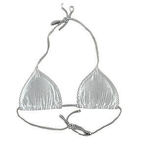 Striped Black and White Triangle Bikini Top, Size S, NWOT